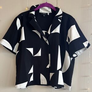 Alfani Black and White Geometric Blouse